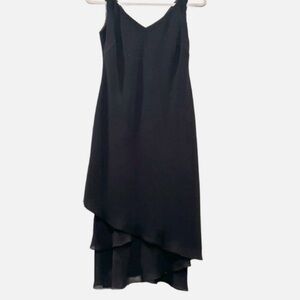 Black Rhinestone Cocktail Dress -Handkerchief Hem
